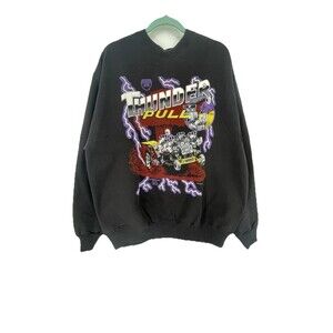 VTG 1995 Deadstock Thunder Skoal Pull Sweatshirt Puff Print Crewneck USA AOP